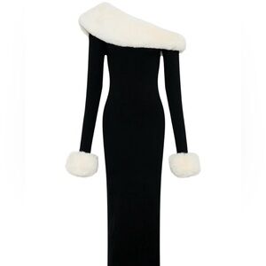 MESHKI Karleigh faux fur trim dress